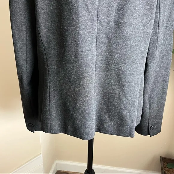 Talbots Luxe Knit Tipped Blazer Gray Sz 12