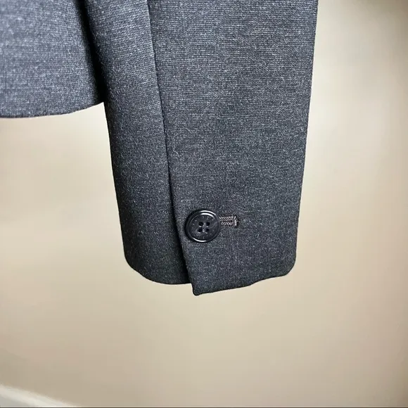Talbots Luxe Knit Tipped Blazer Gray Sz 12