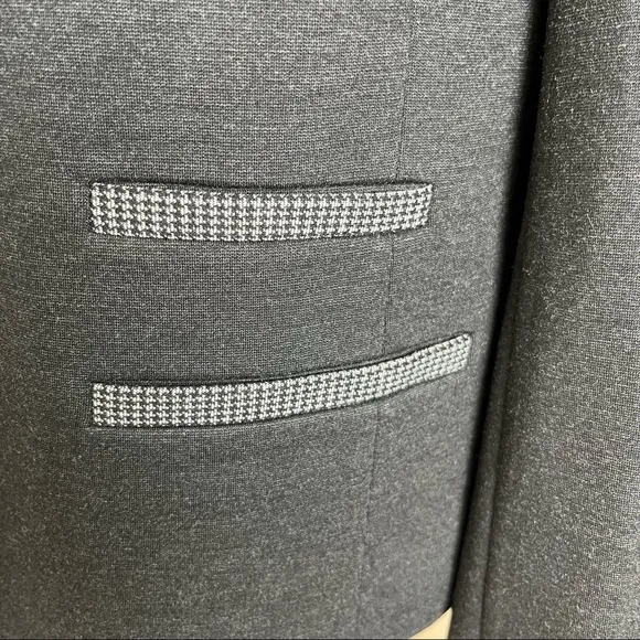 Talbots Luxe Knit Tipped Blazer Gray Sz 12