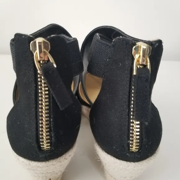 Talbots Lyndsay Espadrille Wedges Black Size 6.5