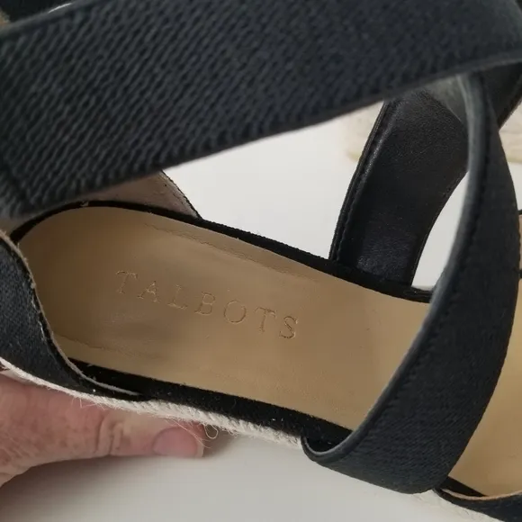 Talbots Lyndsay Espadrille Wedges Black Size 6.5