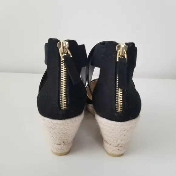 Talbots Lyndsay Espadrille Wedges Black Size 6.5