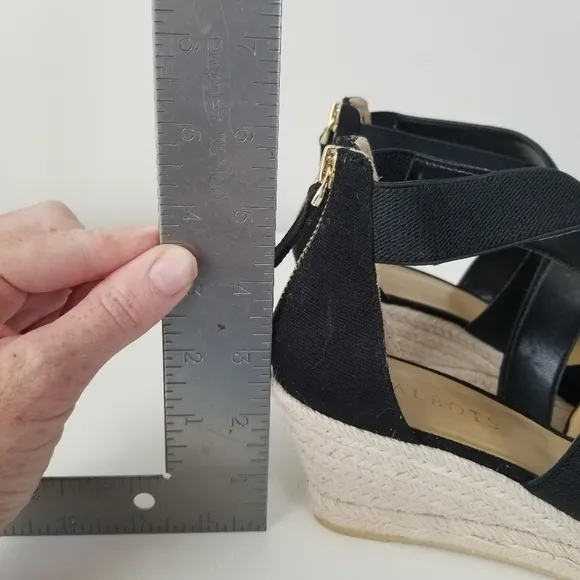 Talbots Lyndsay Espadrille Wedges Black Size 6.5
