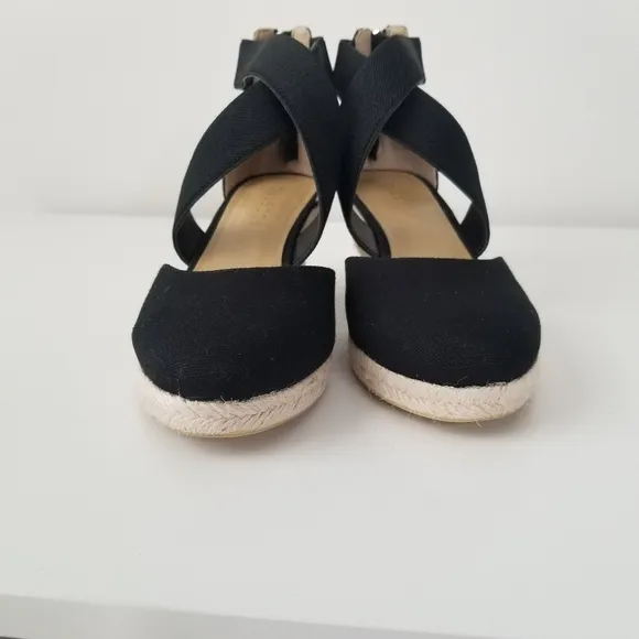Talbots Lyndsay Espadrille Wedges Black Size 6.5