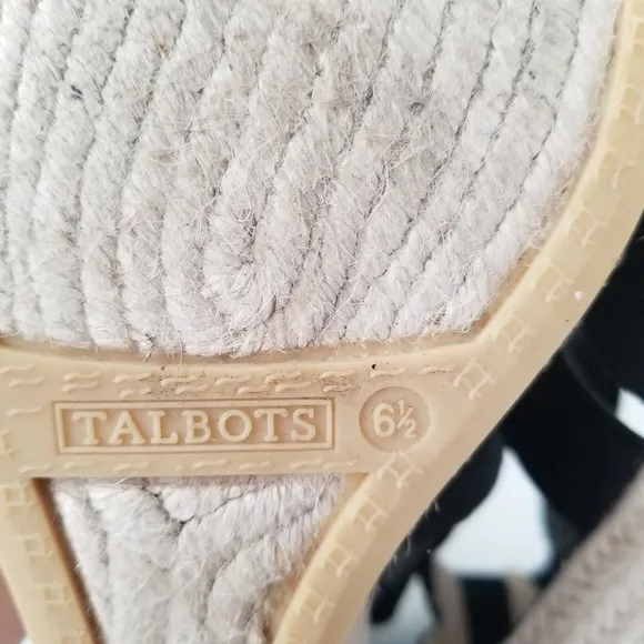 Talbots Lyndsay Espadrille Wedges Black Size 6.5