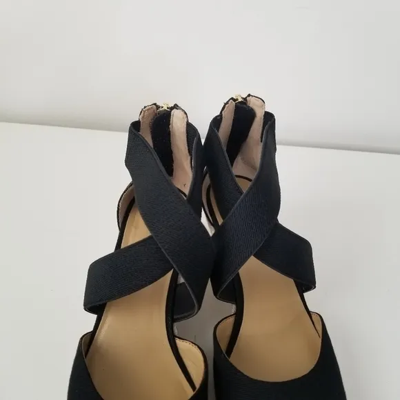 Talbots Lyndsay Espadrille Wedges Black Size 6.5