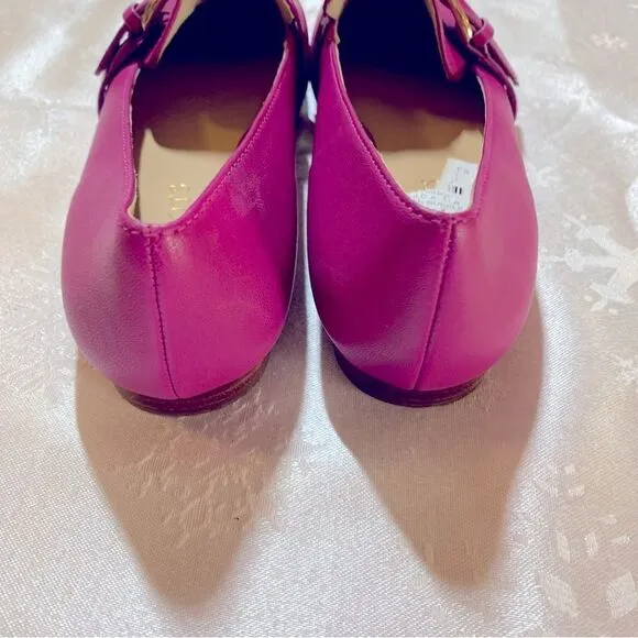 Talbots Ryan Buckle Flats Dark Pink Leather Sz 6 NWT Gorgeous