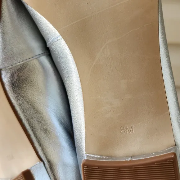 Talbots Sutton buckle silver metallic flats size 8