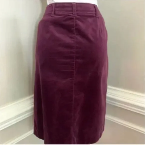 Talbots Women's Wine Colored Velvet Pencil Midi Skirt Size 6P