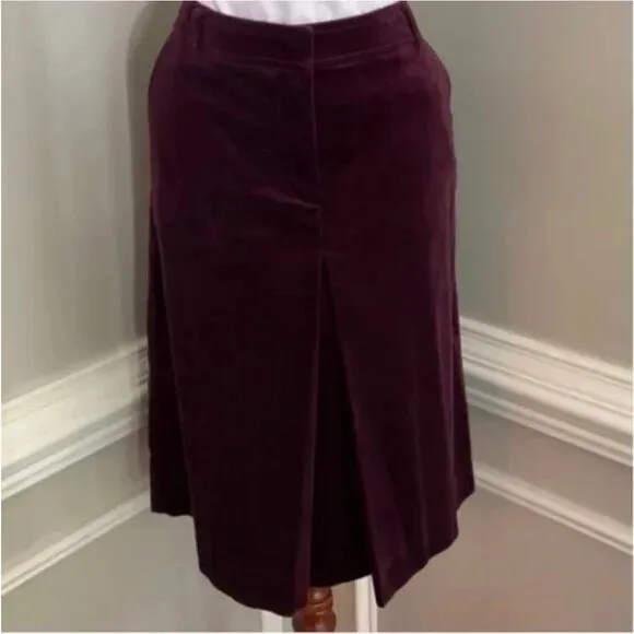 Talbots Women's Wine Colored Velvet Pencil Midi Skirt Size 6P