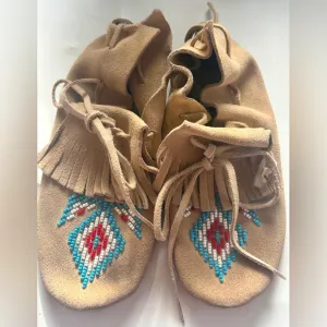 Taos vintage native made beaded moccasins.