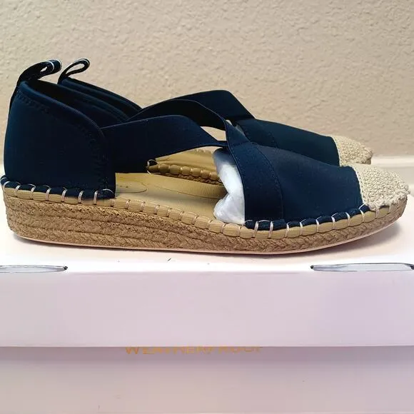 Taryn Rose Quin Espadrille Wedges Midnight Size 5M NWT Rare