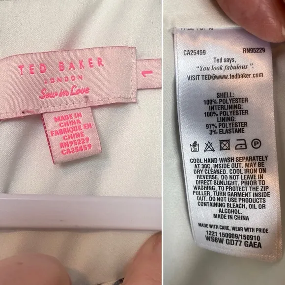 Ted Baker Gaea Layered-Bouquet Fit-&amp;-Flare Dress Pink/White Floral Party Sz 4