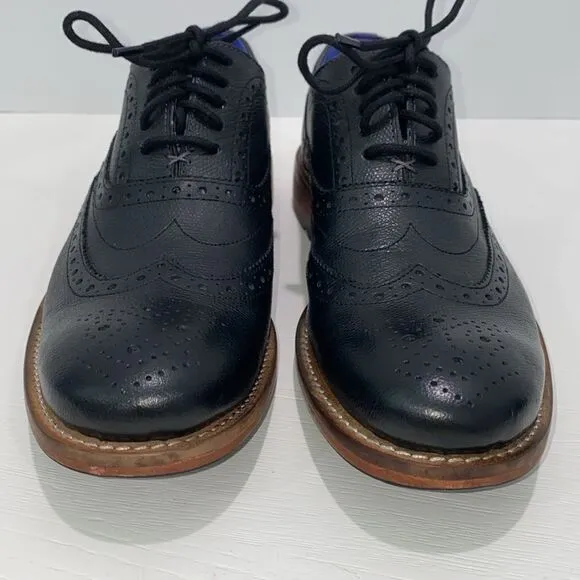 Ted Baker Guri 7 Black Oxford Brogue Shoes With Stacked Block Heel Men's Size 8
