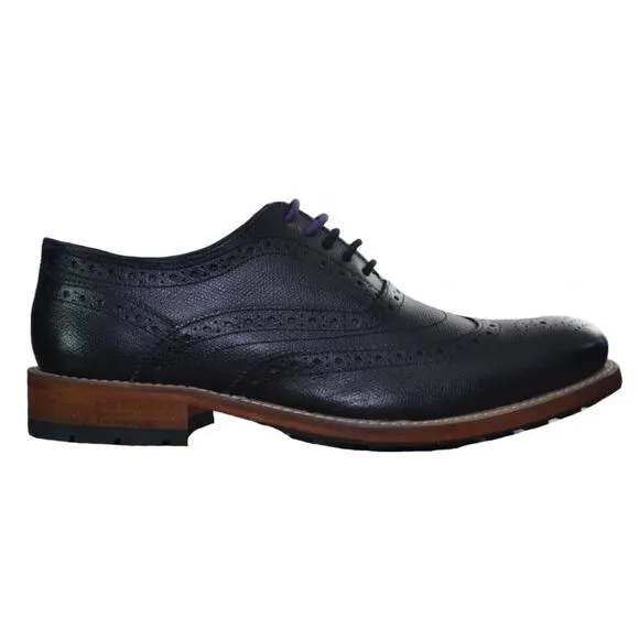 Ted Baker Guri 7 Black Oxford Brogue Shoes With Stacked Block Heel Men's Size 8