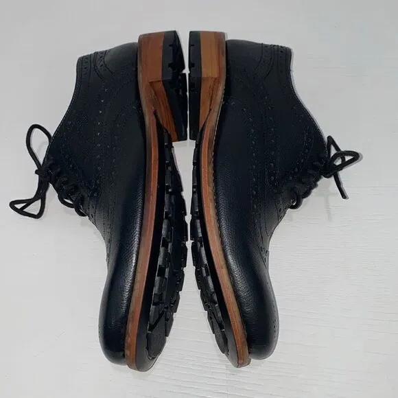 Ted Baker Guri 7 Black Oxford Brogue Shoes With Stacked Block Heel Men's Size 8