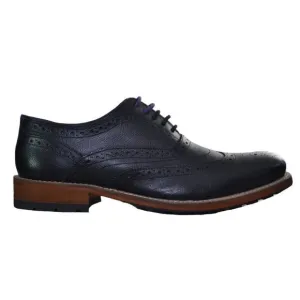 Ted Baker Guri 7 Black Oxford Brogue Shoes With Stacked Block Heel Men's Size 8