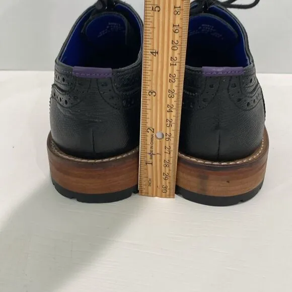 Ted Baker Guri 7 Black Oxford Brogue Shoes With Stacked Block Heel Men's Size 8