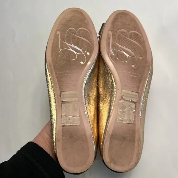 TED BAKER PINK METALLIC FLATS SIZE 8