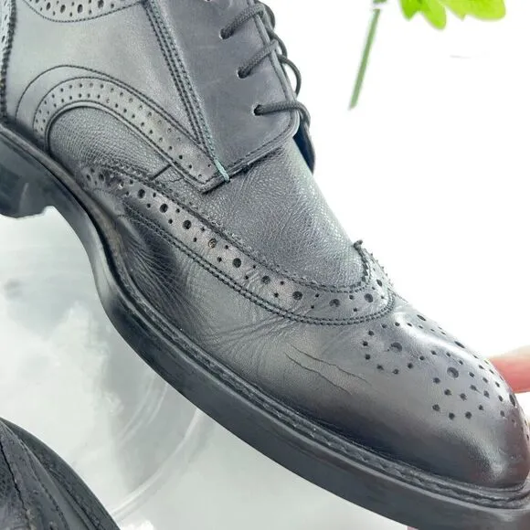 Ted Baker Theruu Derby Brogue Men's Size 11 Black Leather Wing Tip Oxford Shoe