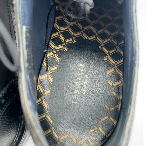 Ted Baker Theruu Derby Brogue Men's Size 11 Black Leather Wing Tip Oxford Shoe