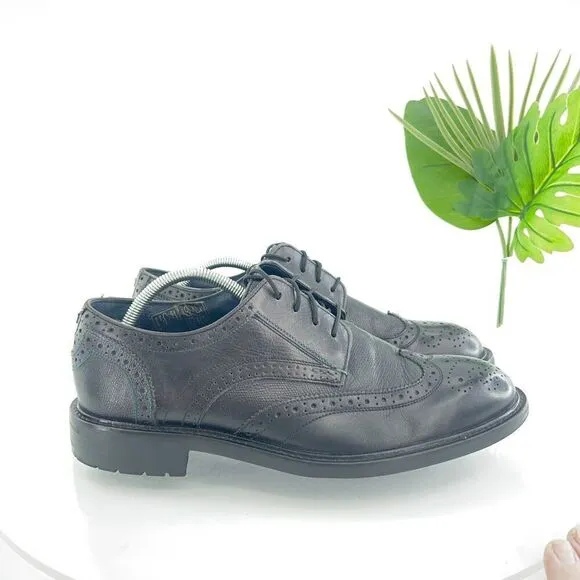 Ted Baker Theruu Derby Brogue Men's Size 11 Black Leather Wing Tip Oxford Shoe