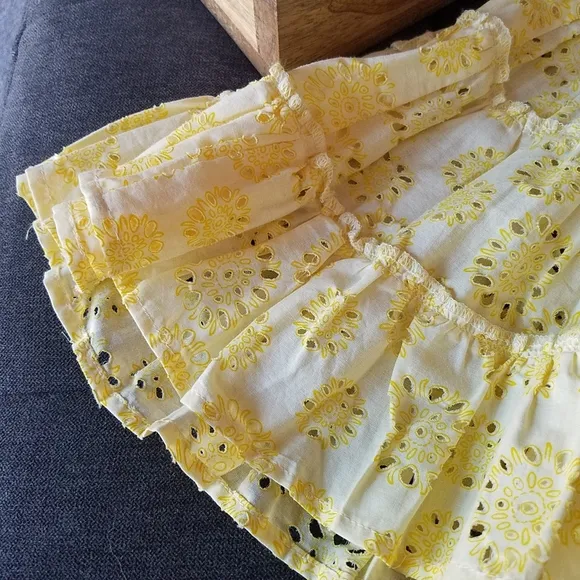Terranova Yellow Eyelet Tiered Full Skirt from Italy