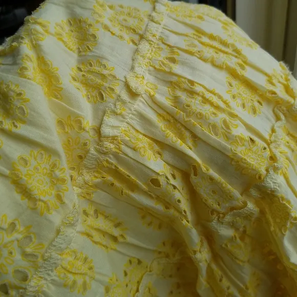 Terranova Yellow Eyelet Tiered Full Skirt from Italy