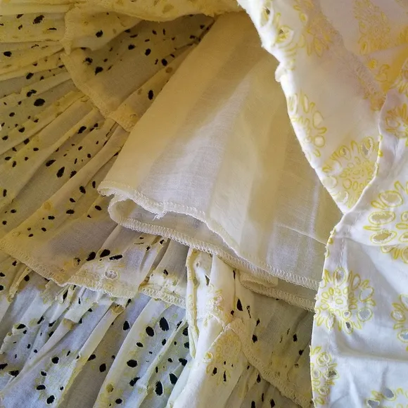 Terranova Yellow Eyelet Tiered Full Skirt from Italy