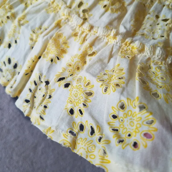 Terranova Yellow Eyelet Tiered Full Skirt from Italy