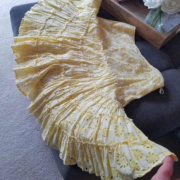 Terranova Yellow Eyelet Tiered Full Skirt from Italy