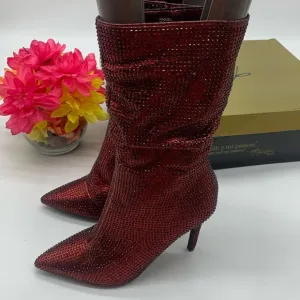 Thalia Sodi NWT Raquel Rhinestone Sparkly Pointy Heeled Boots Size 7