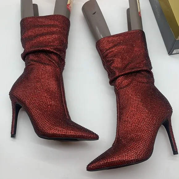 Thalia Sodi NWT Raquel Rhinestone Sparkly Pointy Heeled Boots Size 7