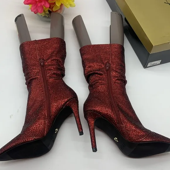 Thalia Sodi NWT Raquel Rhinestone Sparkly Pointy Heeled Boots Size 7