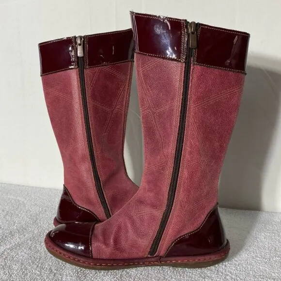 The ART Company Red Leather Knee High Flat Round Toe Boots 34