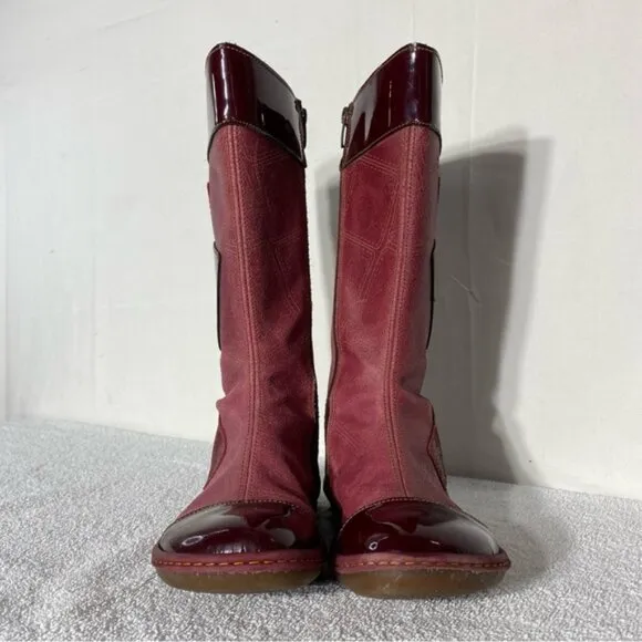 The ART Company Red Leather Knee High Flat Round Toe Boots 34