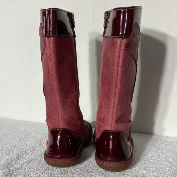 The ART Company Red Leather Knee High Flat Round Toe Boots 34
