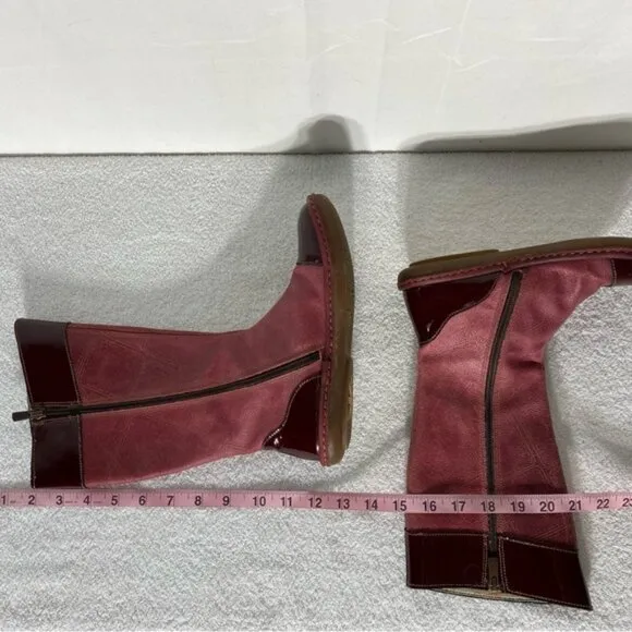 The ART Company Red Leather Knee High Flat Round Toe Boots 34