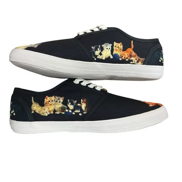 The Bradford Exchange Jürgen Scholz Kitty Kat Cat Women's Canvas Art Shoes 8.5