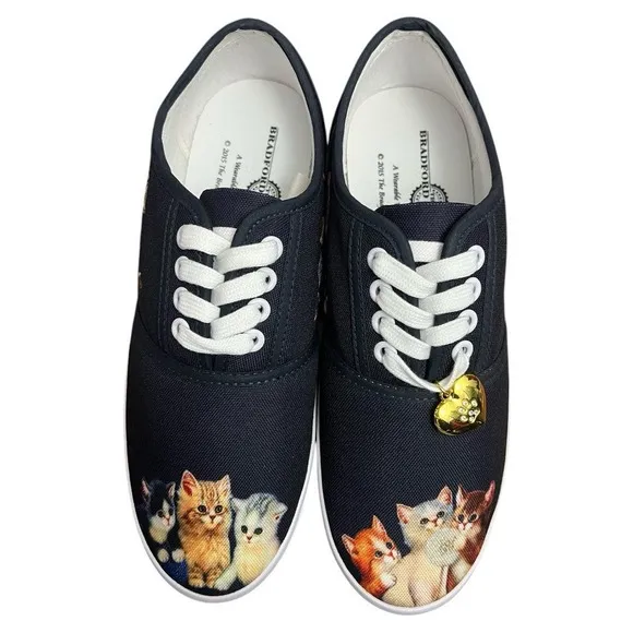 The Bradford Exchange Jürgen Scholz Kitty Kat Cat Women's Canvas Art Shoes 8.5