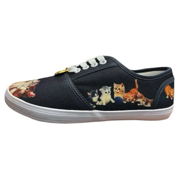 The Bradford Exchange Jürgen Scholz Kitty Kat Cat Women's Canvas Art Shoes 8.5
