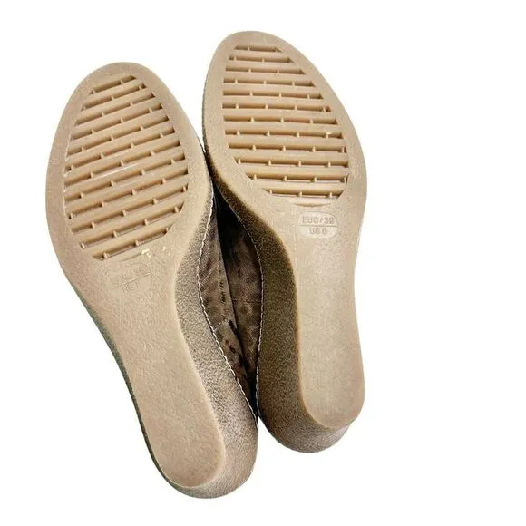 The Flexx Bread and Butter Slip On Sandals Animal Print Wedge Suede Shoes Size 8