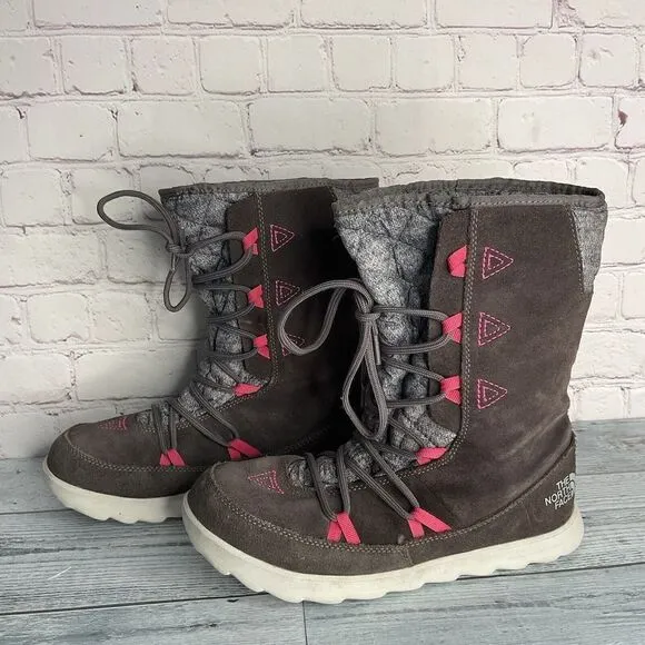 The North Face Women’s Size 8  Shoes Thermoball Apres Boots Brown Gray  Pink*