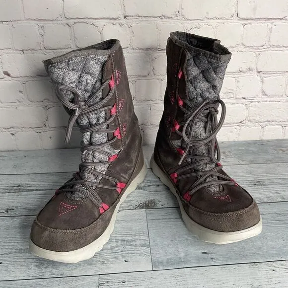 The North Face Women’s Size 8  Shoes Thermoball Apres Boots Brown Gray  Pink*