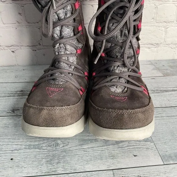 The North Face Women’s Size 8  Shoes Thermoball Apres Boots Brown Gray  Pink*