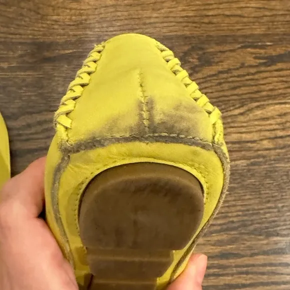 Theory Minerva Leather Yellow Lemon Flats Moccasin Size 38.5