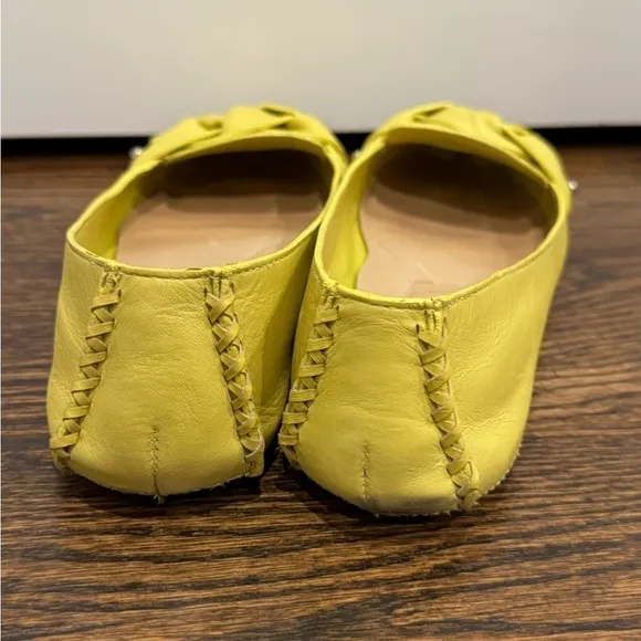 Theory Minerva Leather Yellow Lemon Flats Moccasin Size 38.5