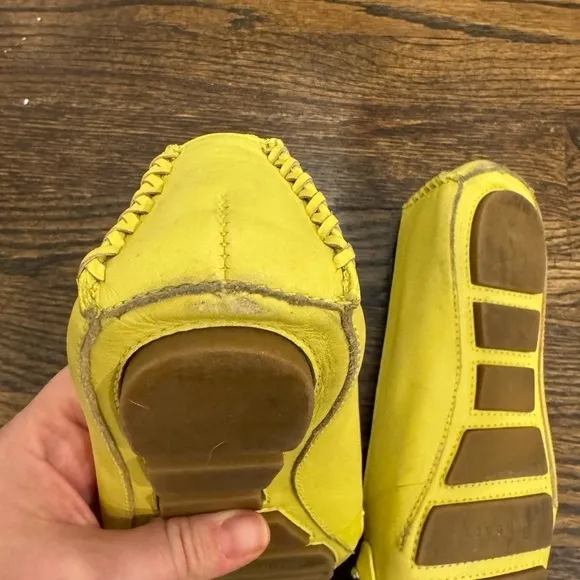 Theory Minerva Leather Yellow Lemon Flats Moccasin Size 38.5