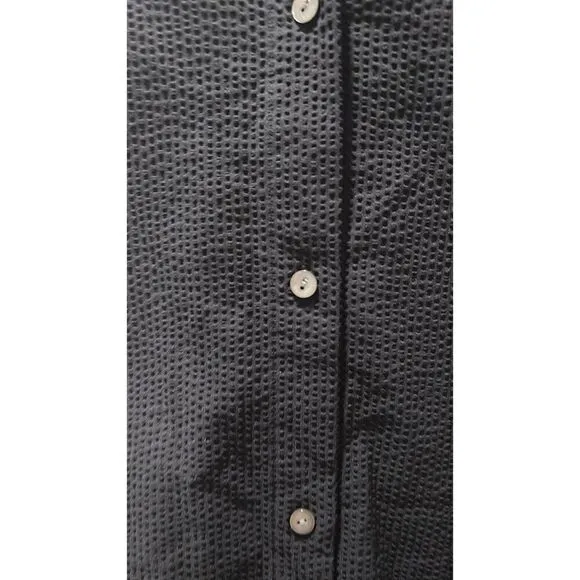 Theory Navy Blue Seersucker Dress Size Large * missing belt