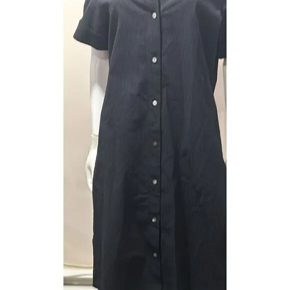 Theory Navy Blue Seersucker Dress Size Large * missing belt